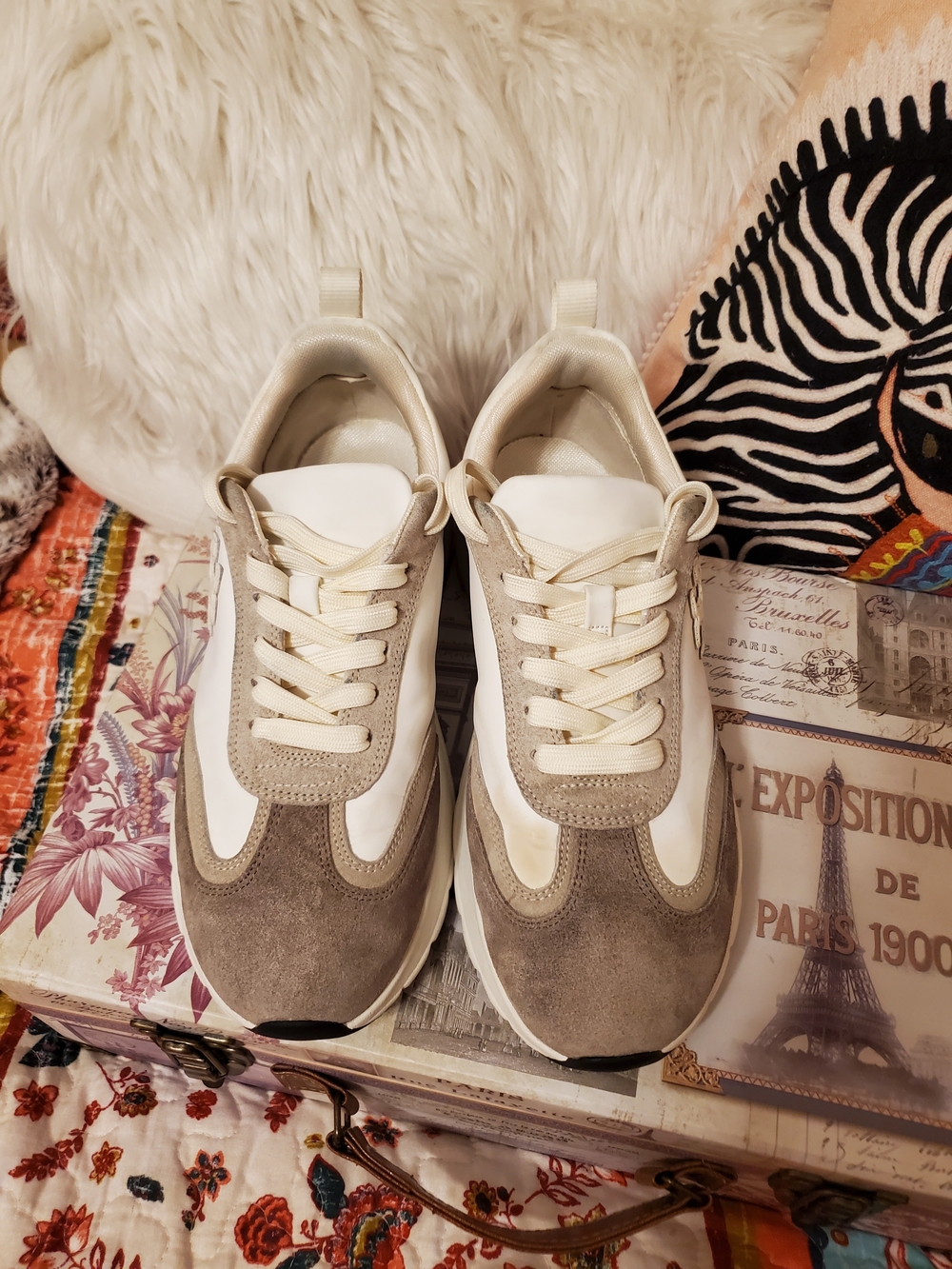 Tory Burch Cream & Taupe Chunky Lace-Up Sneaker - Picture 6 of 10
